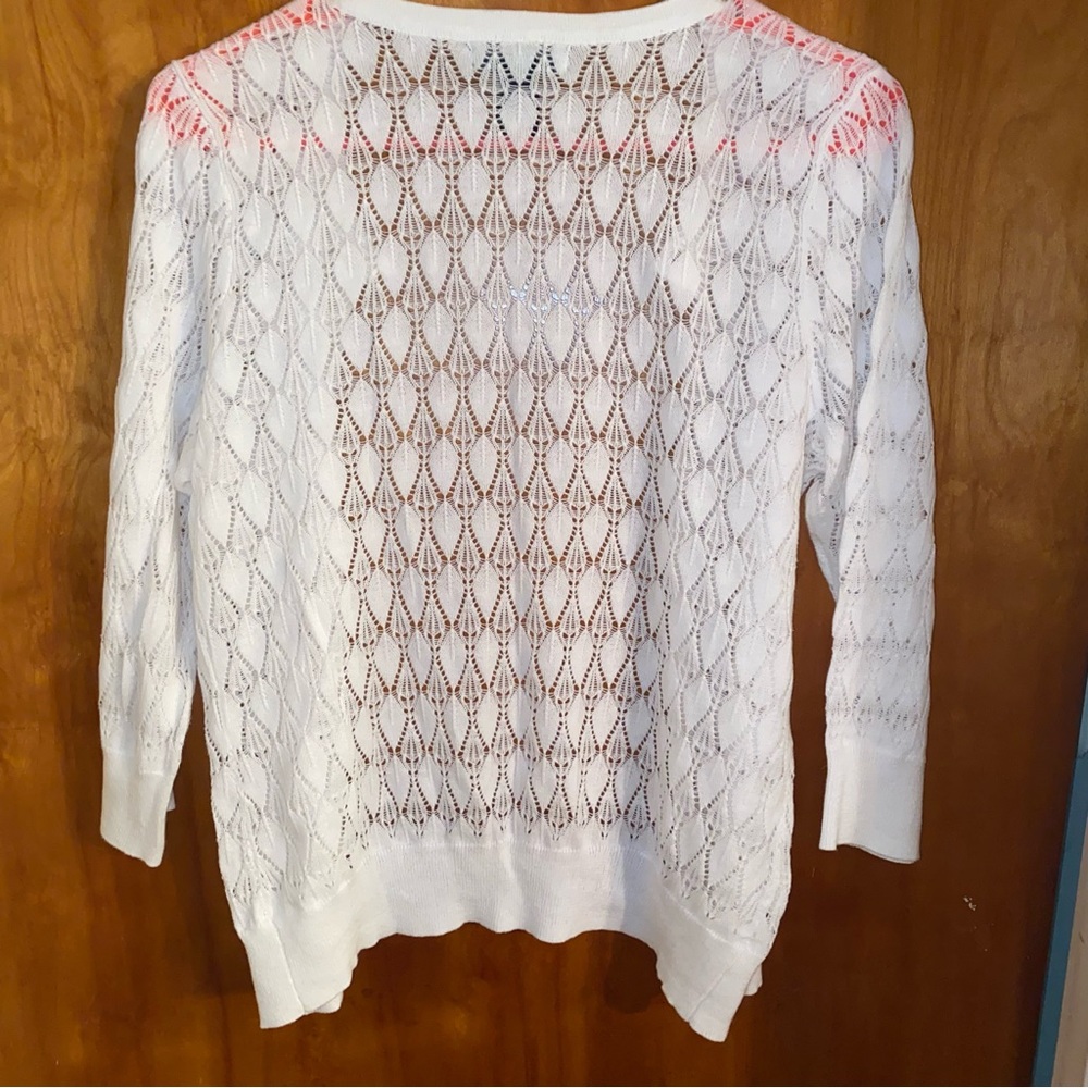 PRESWICK & MOORE Shear Button up sweater PURE WHITE. SZ PM   NEW - Picture 2 of 5
